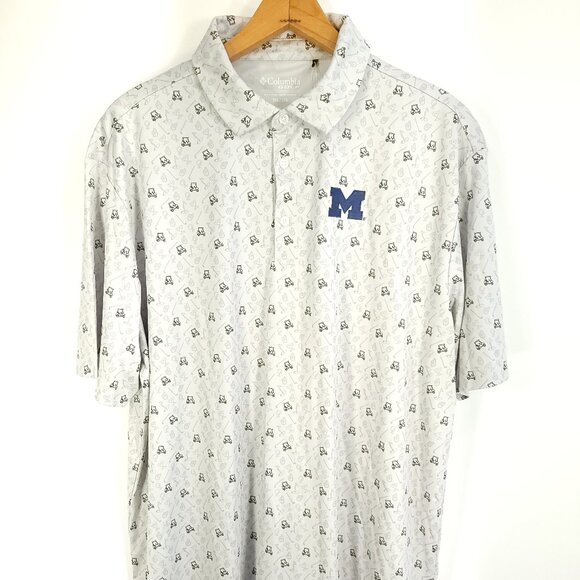 Columbia Other - Columbia Polo Shirt Men's 2XL Gray Golf Cart Club Print Prodigy Michigan